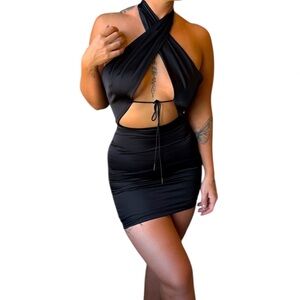 Elegant Black Halter Dress